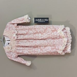 Isobella & Chloe new born dress peachy pink lace. New with tags